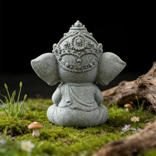 livelyfish Hindu Elephant Statue Lord Ganesha Figurine Meditation Buddha, B