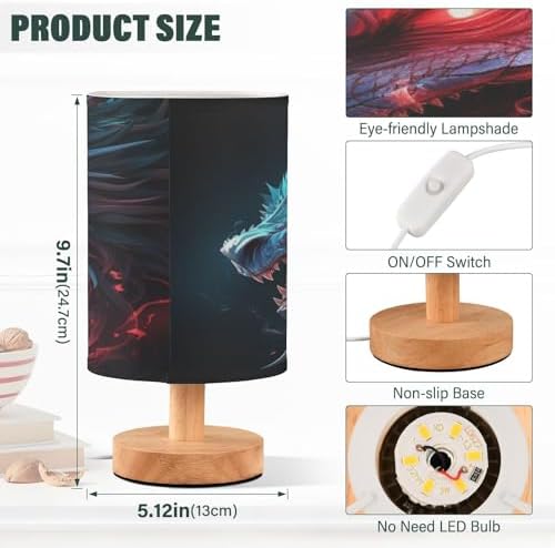 Dragon Animal Funny LED Table Lamp for Bedroom Bedside Lamp with USB Charging Ports Decor Nightstand for Living Room Reading Dorm Desk Home Office
