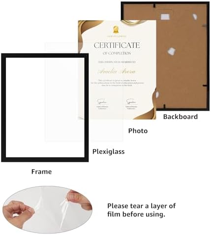 Giftgarden 8.5x11 Picture Frame Black Set of 16, Lightweight 8.5 by 11 Certificate Frames for Award Diploma Document office Wall or Tabletop Display