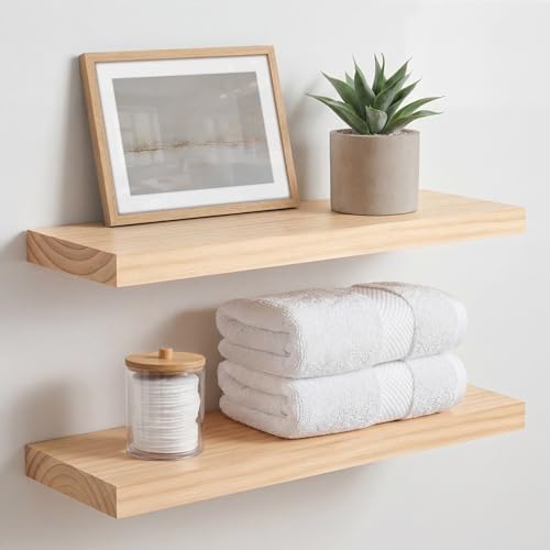 Homeforia 20 Inch Floating Shelves, High-End Solid Pine Wood, Set of 2