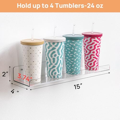 upsimples 2 Pcs 15" Acrylic Shelves for Wall Display and Storage, Clear