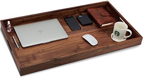32"x 18" Extra Large Rectangle Solid Black Walnut Wood Ottoman Tray