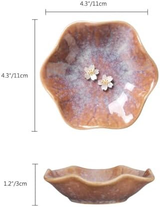 2PCS Lotus Leaf Shape Ring Holder Dish, Small Key Bowl, Ceramic Trinket Tray Jewelry Dish Organizing Necklace Earrings for Mom Friend Sister, All Jewelries Are NOT Included. White+Purple.