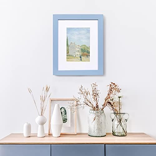 Muzilife Blue 8x10 Wood Picture Frame with Mat, Real Glass Cover, 4 Pack