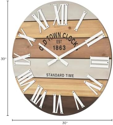 30" Wooden Multi-Color Rustic Farmhouse Wall Clock (Wood, 30 inch)
