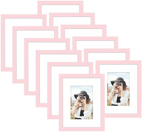 Picrit 11x14 Picture Frame Set of 12, Modern Gallery Wall Frames, Pink