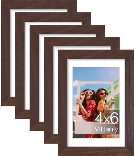 Vittanly 4x6 Picture Frames Set of 5, Wall Mount or Tabletop Display