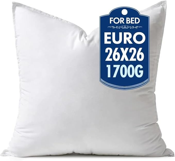 MIULEE 26x26 Inch Synthetic Down Alternative Euro Pillow Insert | Euro Decorative Throw Pillow 26 x 26 Inch Body Bed Sleeping Ultra Soft Fluffy Form for Sofa Couch Bed