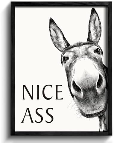 Heiple Framed Bathroom Art Wall Decor - Farmhouse Home Decor Sets, Vintage Funny Signs (Black, 16"x20")