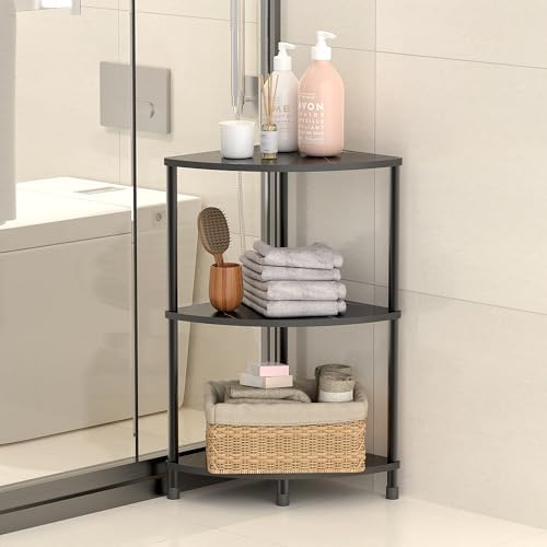 3 Tier Corner Book Shelf Stand for Bathroom, 23.2", Black