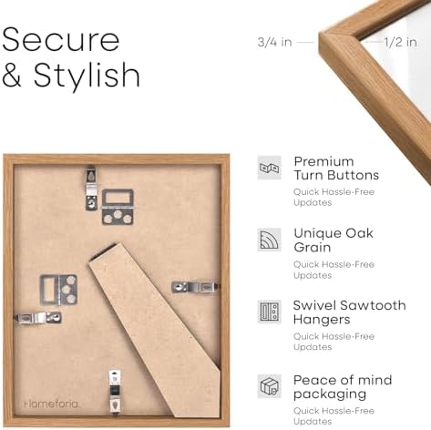 Homeforia 5.5x8.5 Natural Oak Business License Frame, High-End Wood, Glass