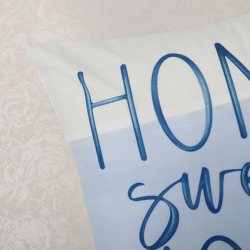 Bonhause Spring Summer Blue Bird Floral Throw Pillow Covers 16 x 16 Inch Flowers Leaves Branch Home Sweet Home Soft Velvet Decorative Cushion Case for Outdoor Patio Sofa Couch Set of 4