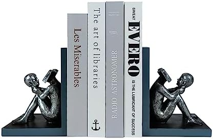 LIFFY Decorative Book Ends,7" Heavy Duty Non-Skid Bookends for Shelves,Unique Indoor Home Decor Book Holder Ornaments for Home,Office,Living Room,Bedroom