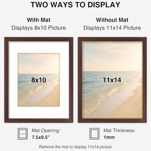 Vittanly 11x14 Picture Frames Set of 5, Engineered Wood, Light Brown