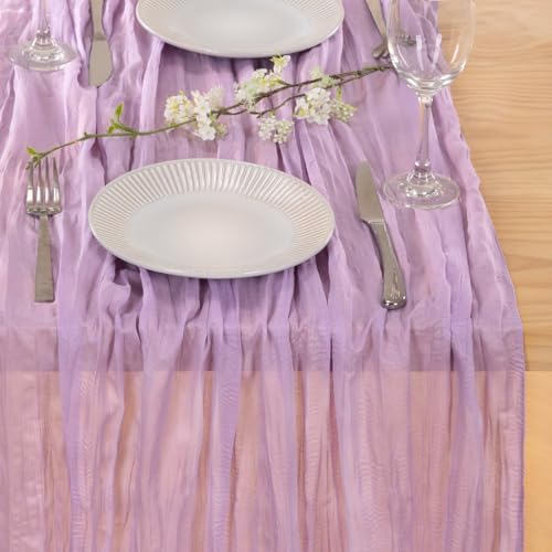 12 Pack Lilac Purple Cheesecloth Table Runner 10ft Boho Table Decor