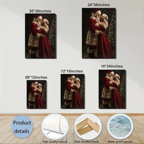 FLZYKGPA Santa Claus & Mrs. Claus Holiday Wall Decor 16x24in, Festive Art Perfect for Christmas, Thanksgiving, Indoor Use, Living Room Canvas Decoration Xmas Christmas Wall Art for Bedroom