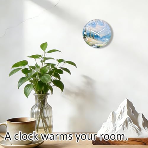 12 Inch Silent Wall Clock Non Ticking, Wall Clocks Battery Operated Analog Clock with Exclusive Glass Design Large Number Decorative Wall Clocks for Living Room Bedroom Office Kitchen Bathroom