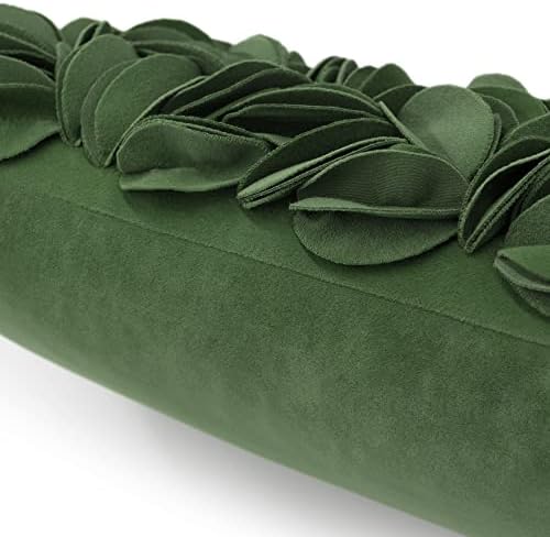 KINGROSE 3D Flower Throw Pillow Cover Solid Decorative Accent Pillow Case Soft Cushion Cover for Sofa Couch Chair Bed 12 x 20 Inches Grass Green