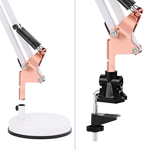 PowerKing Metal Swing Arm Desk Lamps with Base & Clamp, White Rose Gold