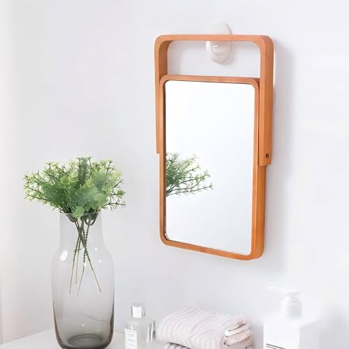 ZOROSY Desk Makeup Mirrors with Wood - Small Table Mirror with Stand | Vanity Mirror,Hanging Wall Mirror,Room Decor,Adjustable 90°,for Living Room ,Bedroom,Bathroom