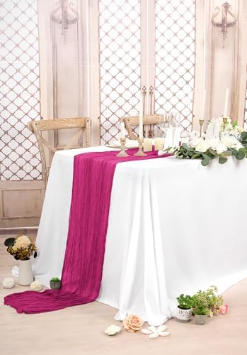 10 Pack Fuschia Cheesecloth Table Runner Long,21.5 x 120 Inch