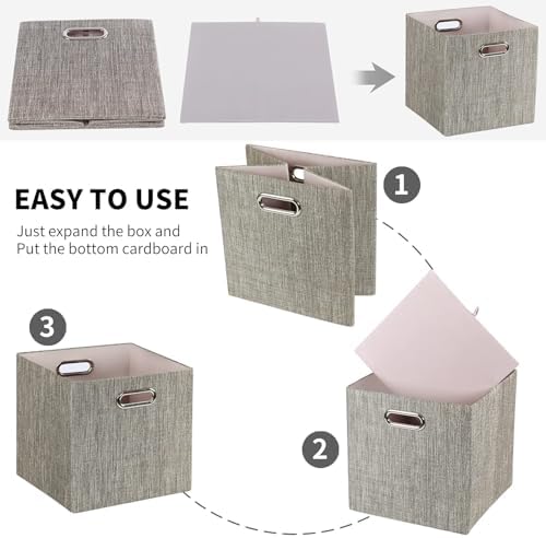 Posprica Storage Bins,11×11 Foldable Storage Cubes Boxes Container Closet Organizer Shelf Cabinet Bookcase,Thick Fabric Drawer Container - 4pcs,Coffee
