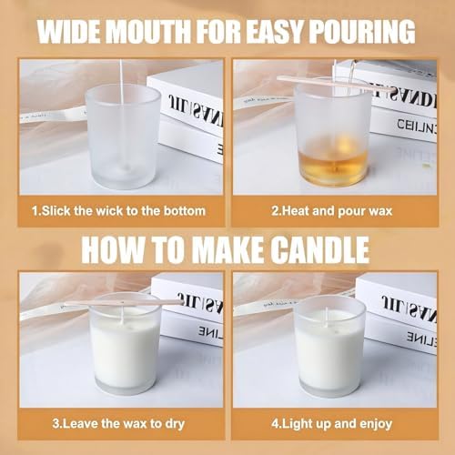 12-Pack 7oz Glass Candle Jars for Making Candles -Frosted