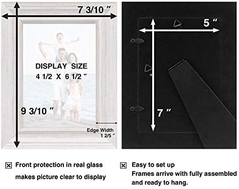 LaVie Home 5x7 Picture Frames (3 Pack, Distressed White Wood Grain) Rustic Photo Frame Set with High Definition Glass for Wall Mount & Table Top Display