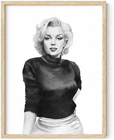 HAUS AND HUES Iconic Woman Poster, Marilyn Monroe, Black and White Movie Star Wall Art, 12x16 Beige Framed, Home Decor, Bathroom, Bedroom, Office