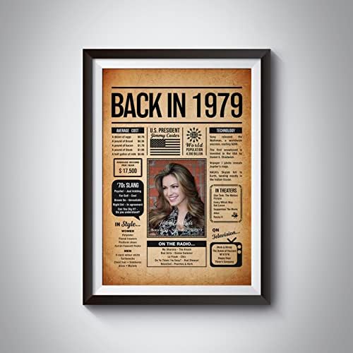Back in 1979 Poster Sign, Personalized Birthday Gifts Idea, Custom 1979 Historical Birthday Newspaper, Born in 1979 Birthday Party Decorations, Fun Fact for the Day You Were Born, Decor Art Print