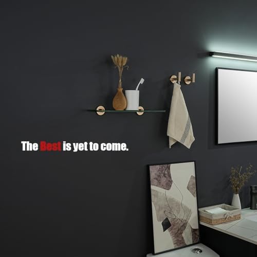 JQK Bathroom Glass Shelf, Tempered Glass Shower Storage 16 by 5 inches, 304 Stainless Steel Champagne Bronze Wall Mount 2 Pack, TGS101L16-CB-P2