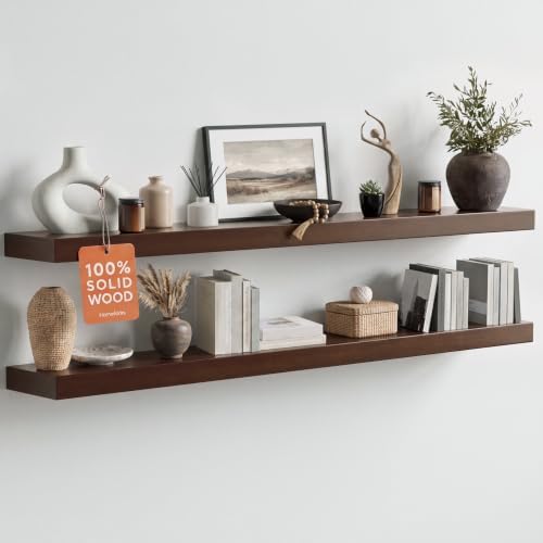 Homeforia 48 Inch Floating Shelves, High-End Solid Pine Wood, Set of 2