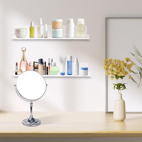 Dezzer 4 Pack Acrylic Shelves for Wall, 15" Clear Acrylic Floating Shelves for Bathroom Bedroom, Invisible Bookshelf Wall Ledge Storage Shelf Books Perfume Toys Action Figure Display Shelves