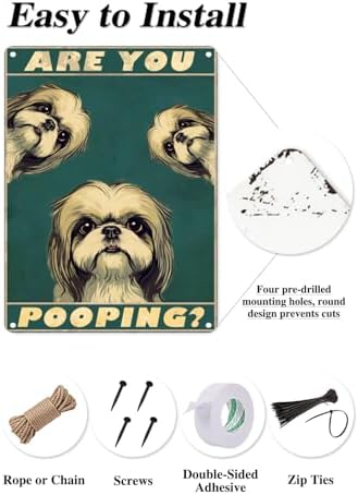 Metal Sign Shih Tzu Are You Pooping Sign Vintage Funny Sign Retro Aluminum Tin Signs for Home Farm Garden Bar Bathroom Kitchen 12x16 Inches(173B)