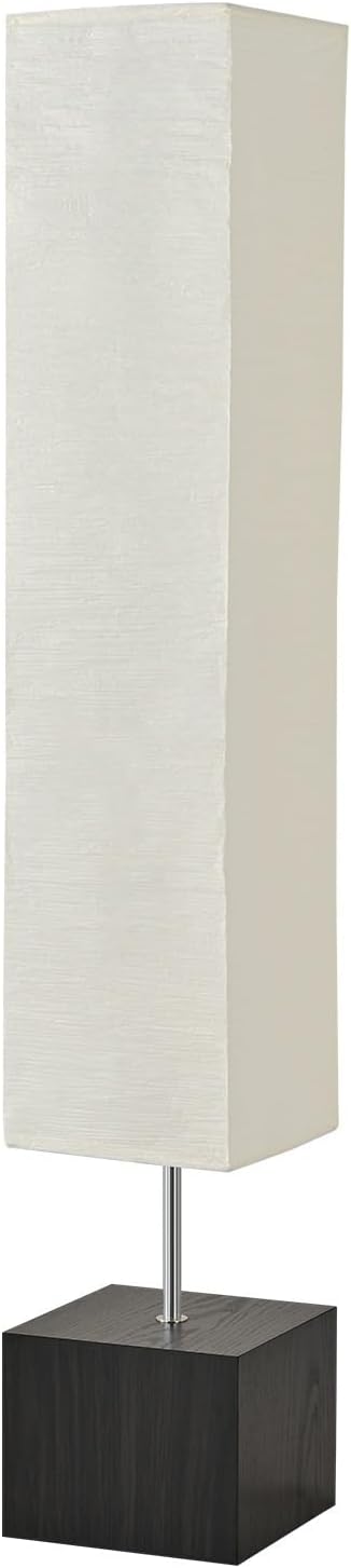 Column Floor Lamp – Natural Wood Base&Rice Paper, Japanese lamp，with Square Base for Living Room,Office, Kids Room, Reading, Home Decor, Off White, 58"