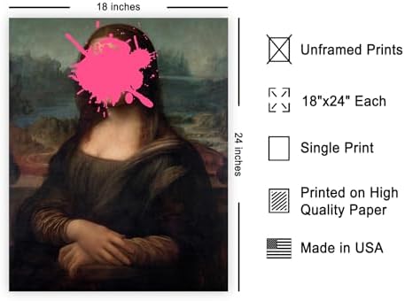Poster Master Mona Lisa Print - Baroque Painting Poster - Altered & Pop Art - Housewarming Gift for Men & Women - Great Decor for Office, Living Room or Bedroom - 18x24 Unframed Wall Art