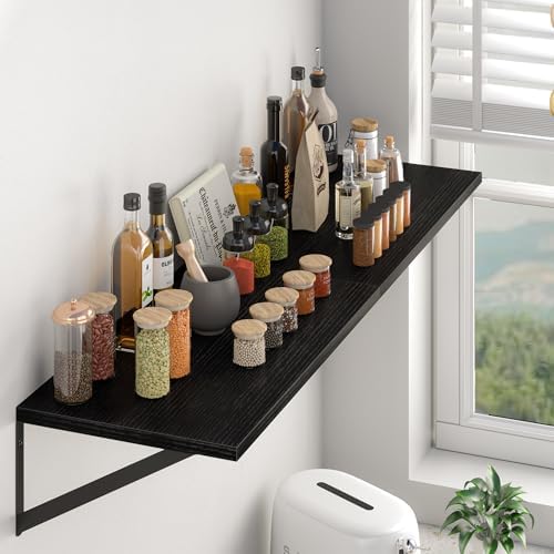 Heimlove 20W x 12D Deep Floating Shelves Set of 2 Black