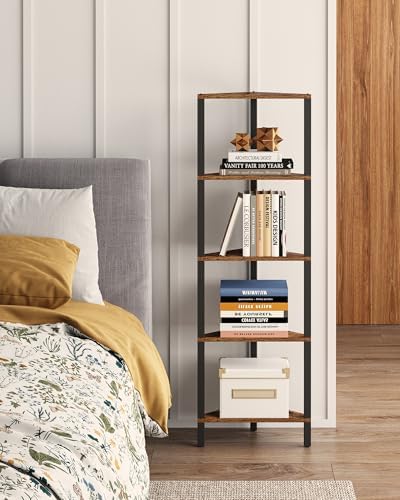 TUTOTAK Corner Shelf, 5-Tier Corner Bookshelf for Small Space