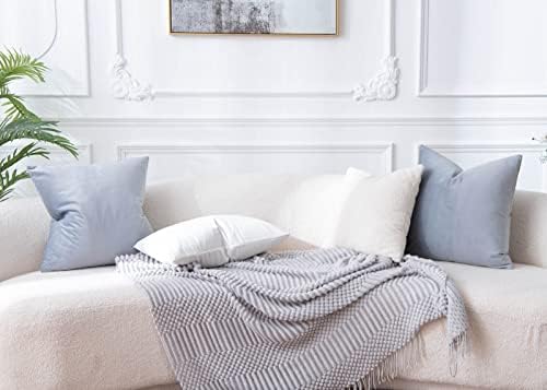 JUSPURBET Decorative Velvet Throw Pillow Covers 18x18 Set of 2,Silver Gray