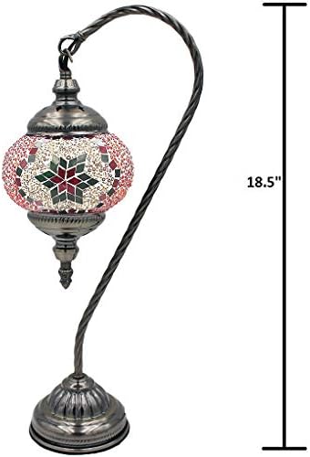 SILVERFEVER Handcrafted Mosaic Turkish Lamp Moroccan Glass Table Desk Bedside Light Bronze Base with E12 Bulb (Christmas Color Snowflakes Lattern)