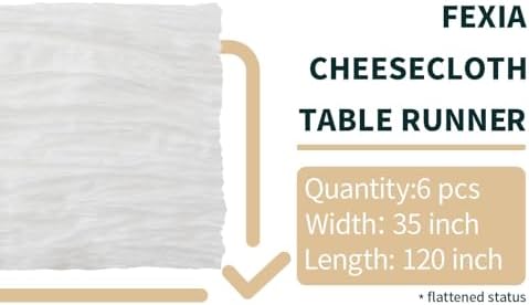 FEXIA 6Pcs White Cheesecloth Table Runner Wedding Bridal Boho Decorations