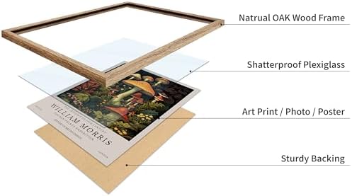 Poster Master William Morris Poster - Mushrooms Print - Flower Art - Farmhouse Illustration - Floral Illustration - Aesthetic Piece - Office or Living Room Decor - 16x20 Beige Framed