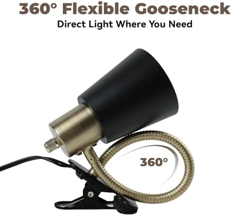 LALISU Desk lamp Eye-Caring Table Lamps 360°Rotation Gooseneck Clip on Lamp
