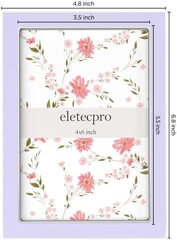 eletecpro 4x6 Enamel Picture Frame with Real Glass Cover, Purple, 2-Pack