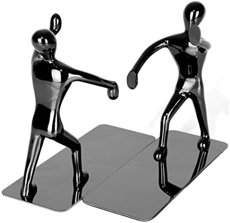 Fasmov Heavy Duty Stainless Steel Man Bookends Nonskid Bookends Art Bookend,1 Pair (Black)