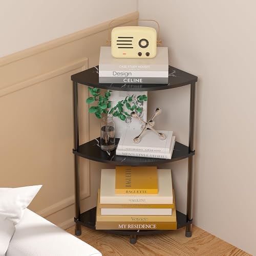 3 Tier Corner Book Shelf Stand for Bathroom, 23.2", Black