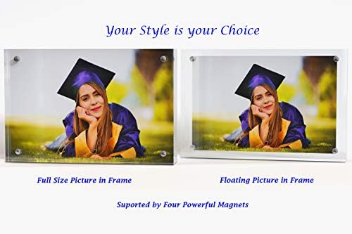 MIRA-K | Crystal Memories | Acrylic Picture Frame 5x7 with Magnetic Closure | Lucite Photo Frame for Tabletop | Decorative Display for Tickets, Postcards and Awards