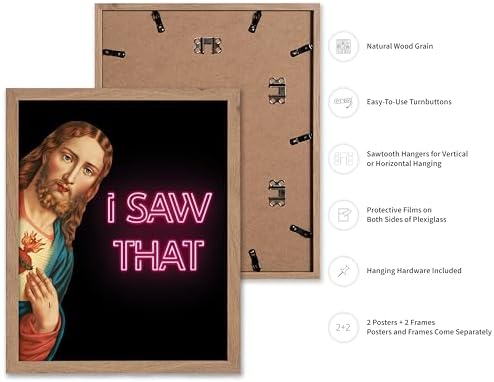 Poster Master 2-Piece I Saw That Print - Me Too Poster - Altered & Pop Art - Baroque Gift for Men & Women - Funny Wall Decor for Dorm, Bedroom or Bathroom - 11x14 Beige Framed