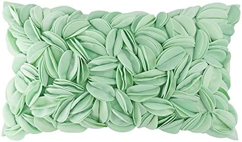 KINGROSE Luxury Solid 3D Flower Throw Pillow Cover, Mint Green, 12x20 Inch