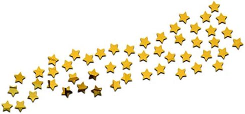 Stars 3D Acrylic Mirror Wall Stickers for Home and Office (Golden) - Set of 50 Pieces